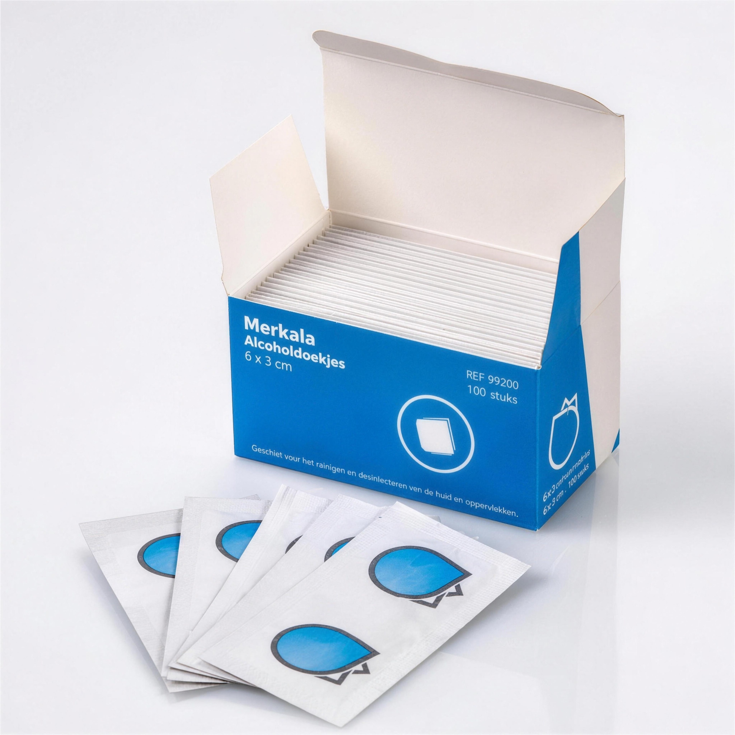 Salviette imbevute di alcol, 6x3 cm, 100 pezzi