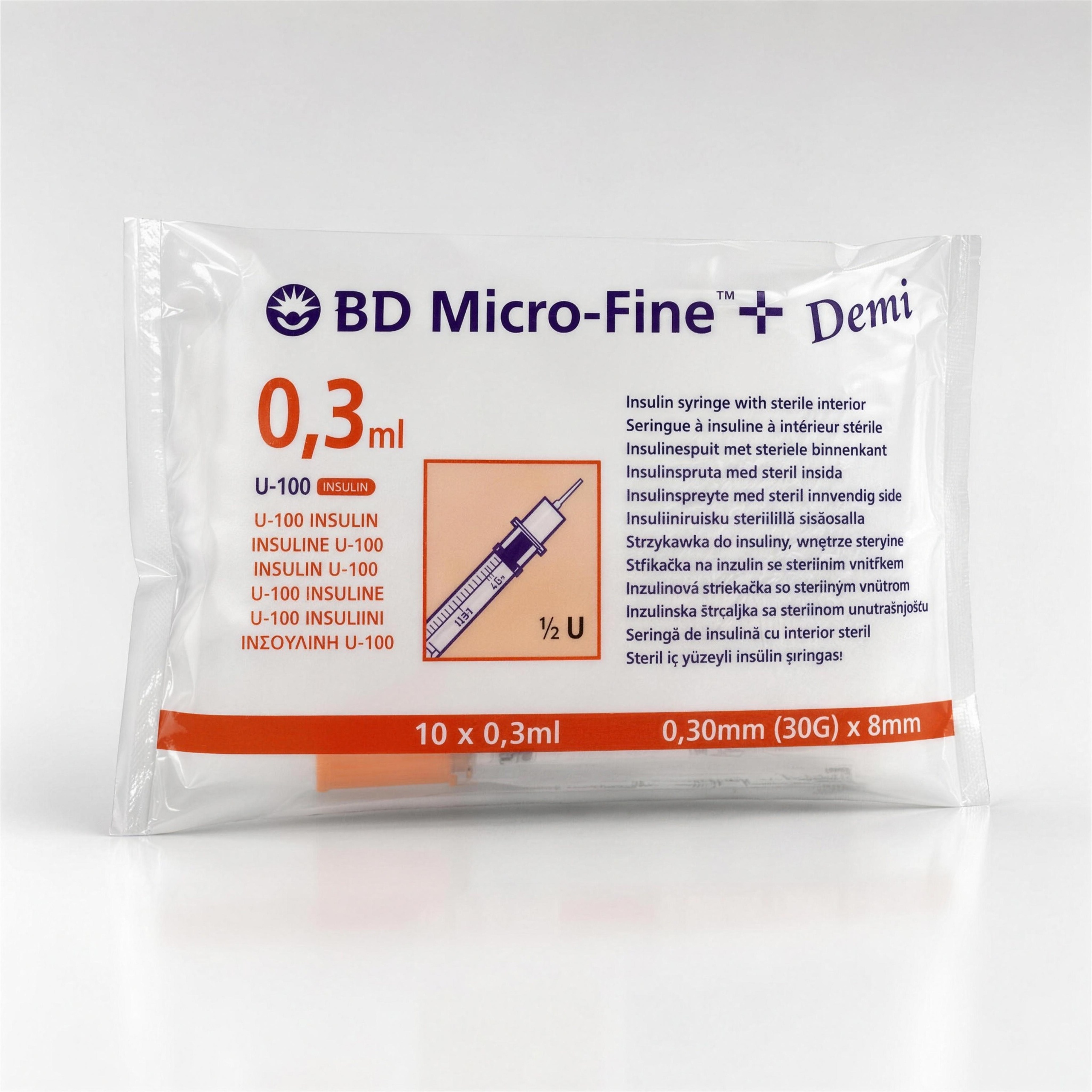 Siringa per insulina 0,3 ml + ago 10x